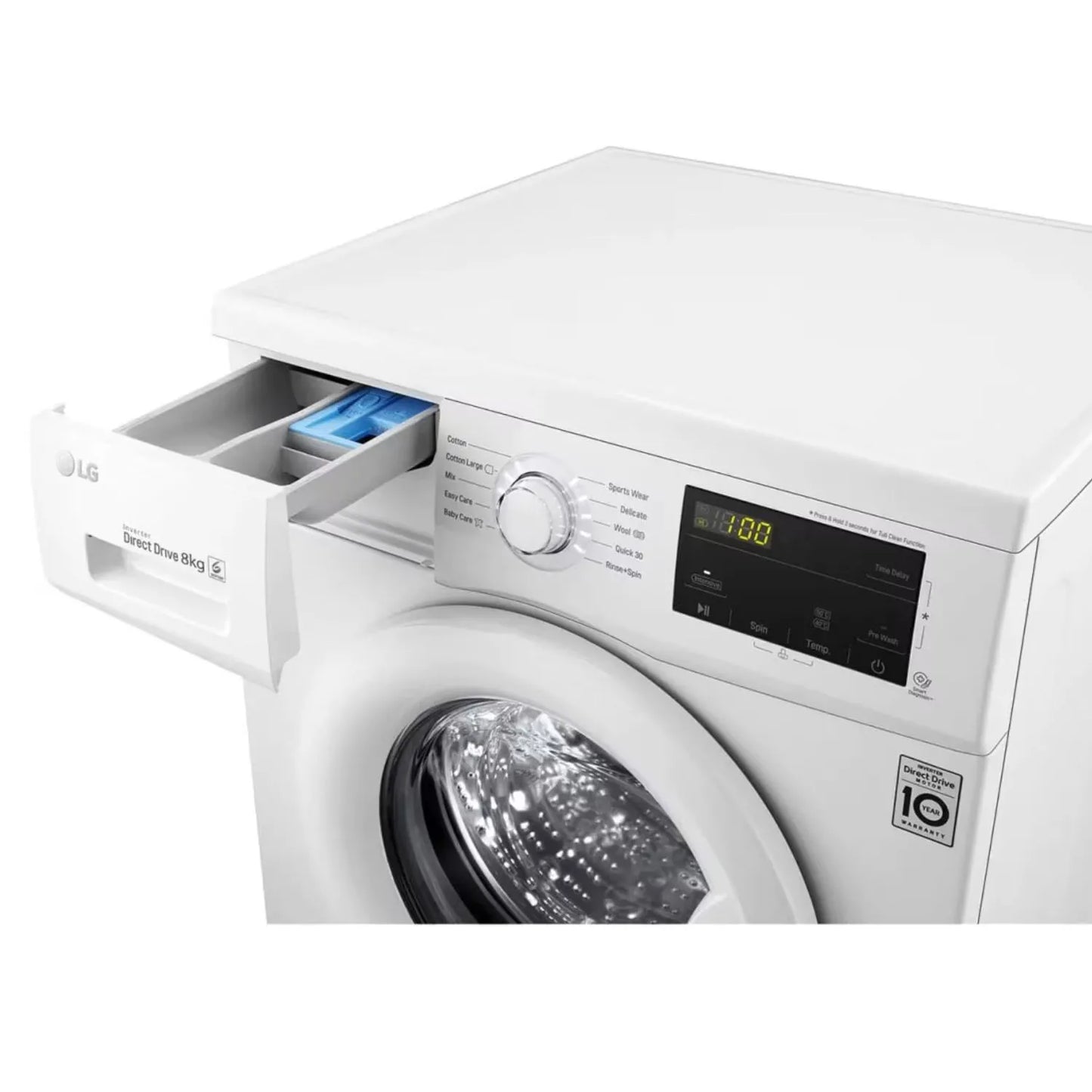 LG 8 KG Front Load Washing Machine, Inverter Direct Drive™ Motor, Energy Saving,