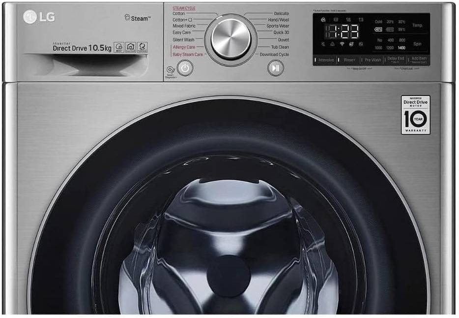LG Front Load Washing Machine – F4V5RYP2T – 10.5kg – Silver