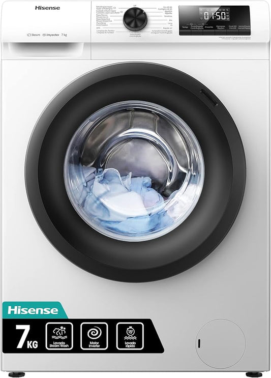 Hisense 7KG Front Load Washing Machine – WFQP7012J/TP (Silver / Stainless Steel)