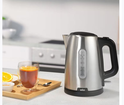 Braun Stainless Electric Kettle Fast Boil With 4-Way Safety &amp; 360° Base 2200W 1.7L                        WK-1500