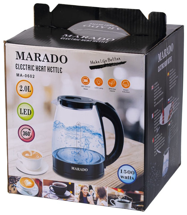 Marado Glass Kettle 1500W Power 2L MA-0602