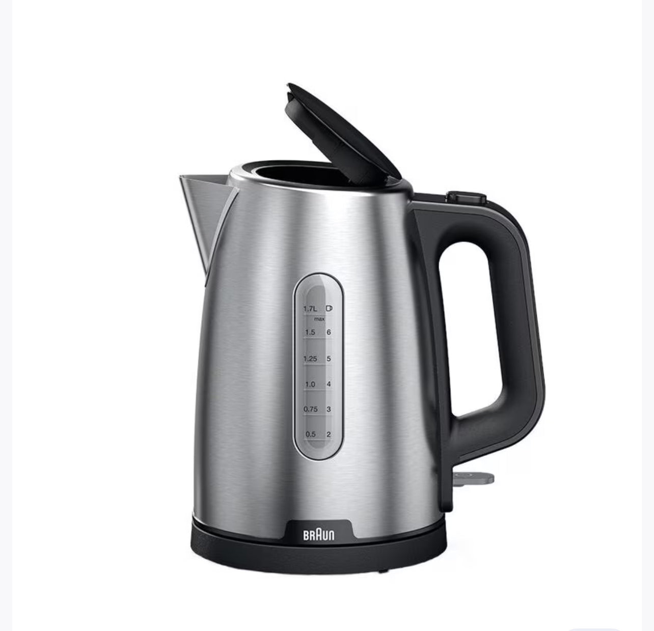 Braun Stainless Electric Kettle Fast Boil With 4-Way Safety &amp; 360° Base 2200W 1.7L                        WK-1500