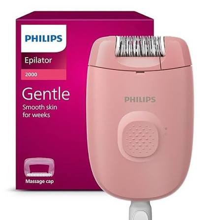 Philips Silk Epil EPILATOR , Legs , Corded , Speed Setting (1) , Washable
Epilation Head , Cleaning Brush . Pink BRE229