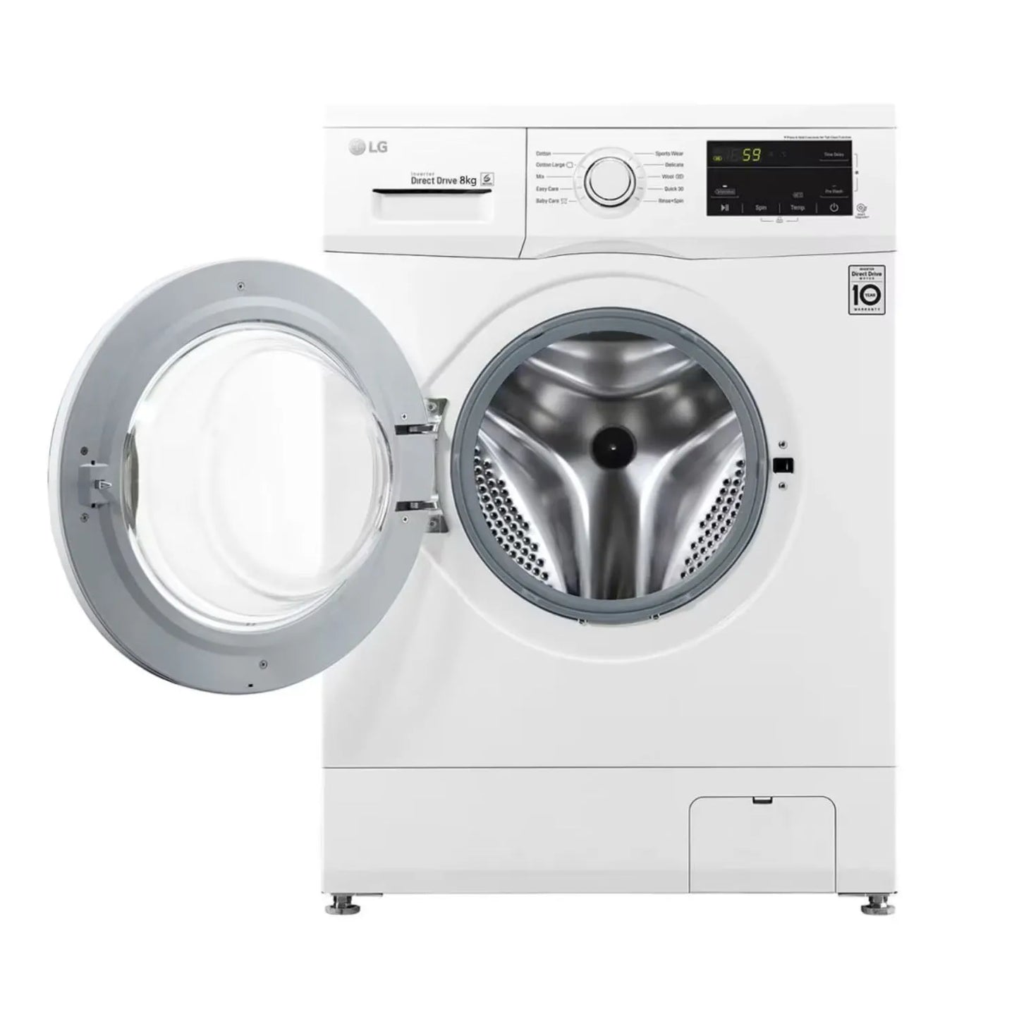 LG 8 KG Front Load Washing Machine, Inverter Direct Drive™ Motor, Energy Saving,