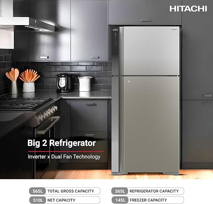 Hitachi 2-Door Refrigerator – RV760PUC7-1 BSL (Stainless Steel)