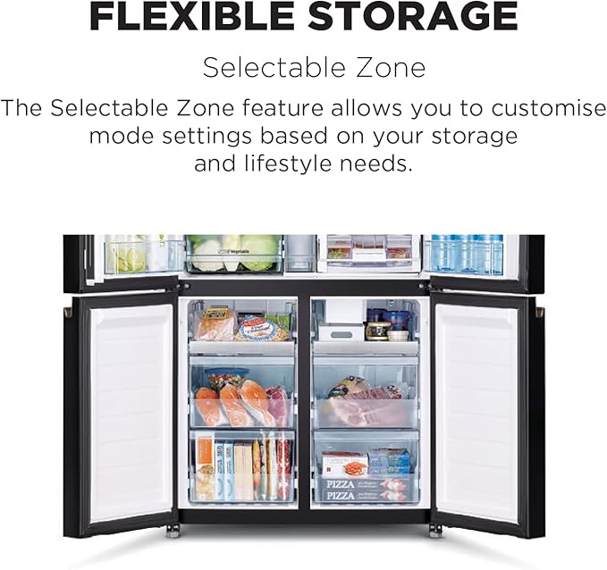 Hitachi 4-Door Refrigerator – RW720PUC1-GMG (Silver & Black Glass)