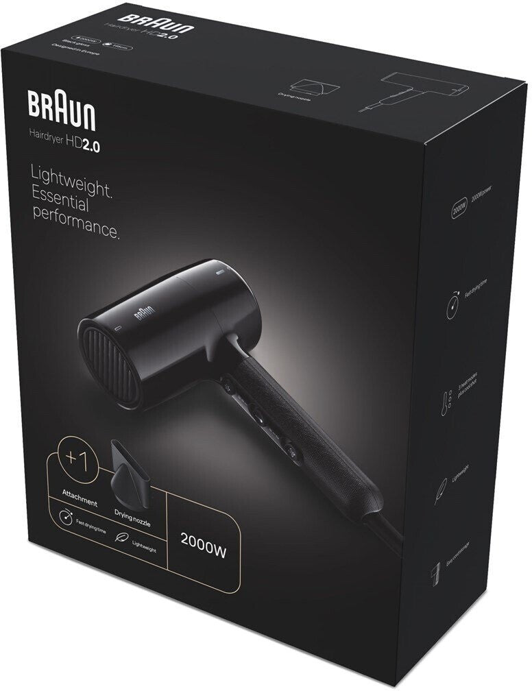Braun Black Hair Dryer 2000W / BRHD200E